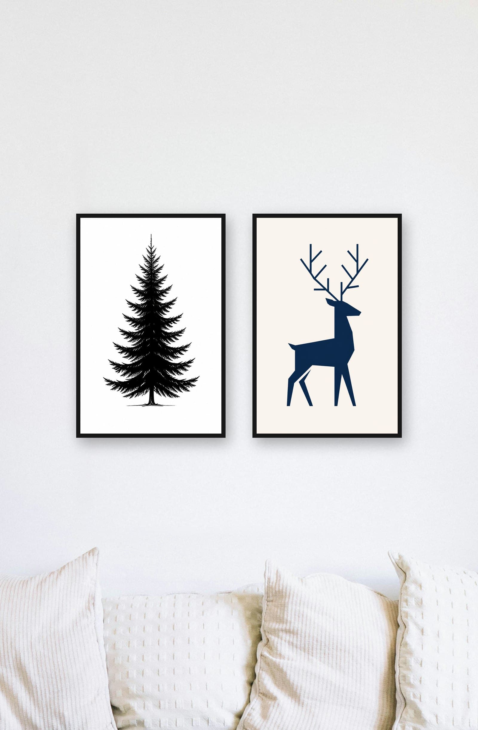Duo Forêt graphique : mise en situation murale