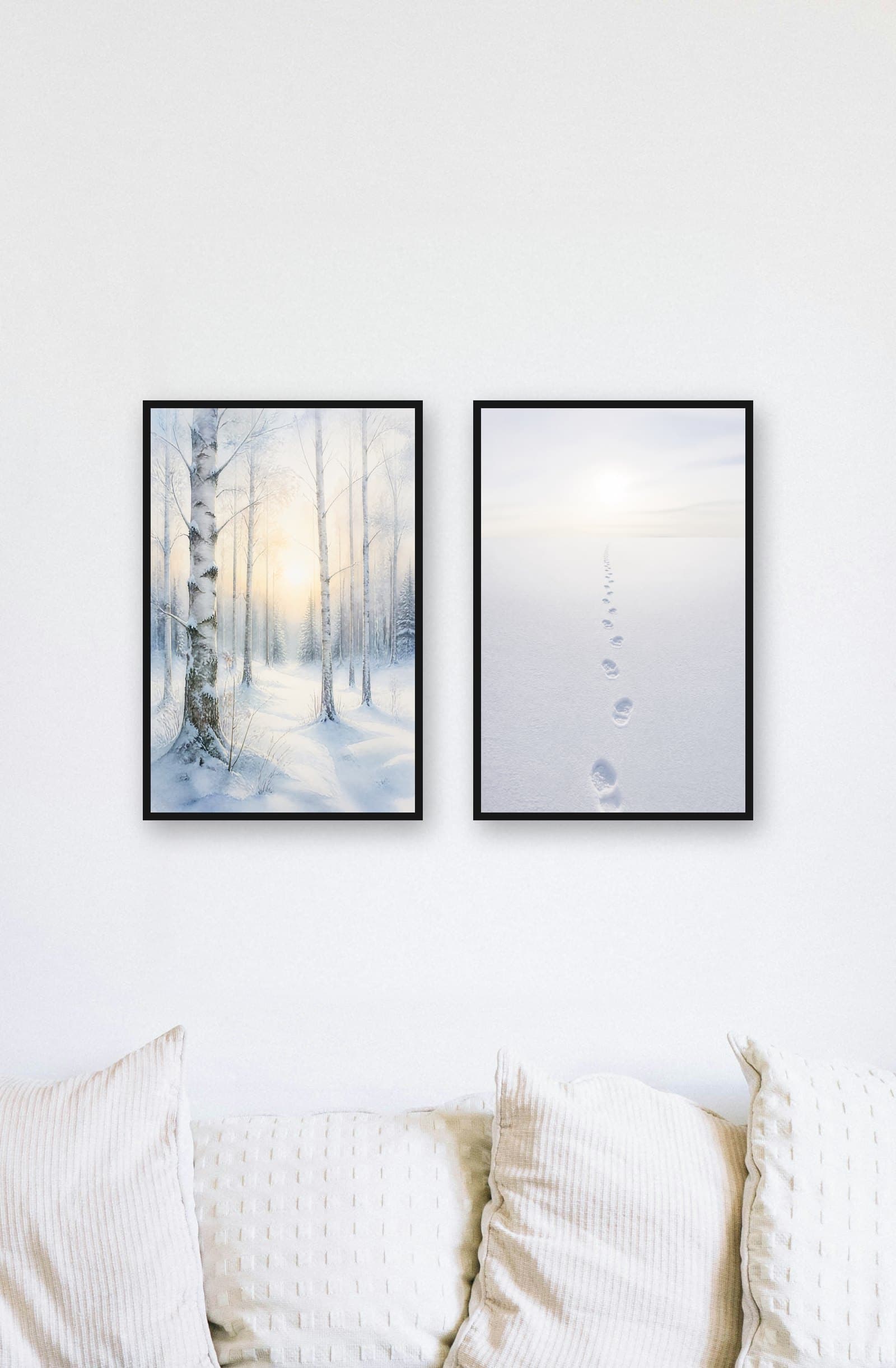 Duo Première neige : mise en situation murale