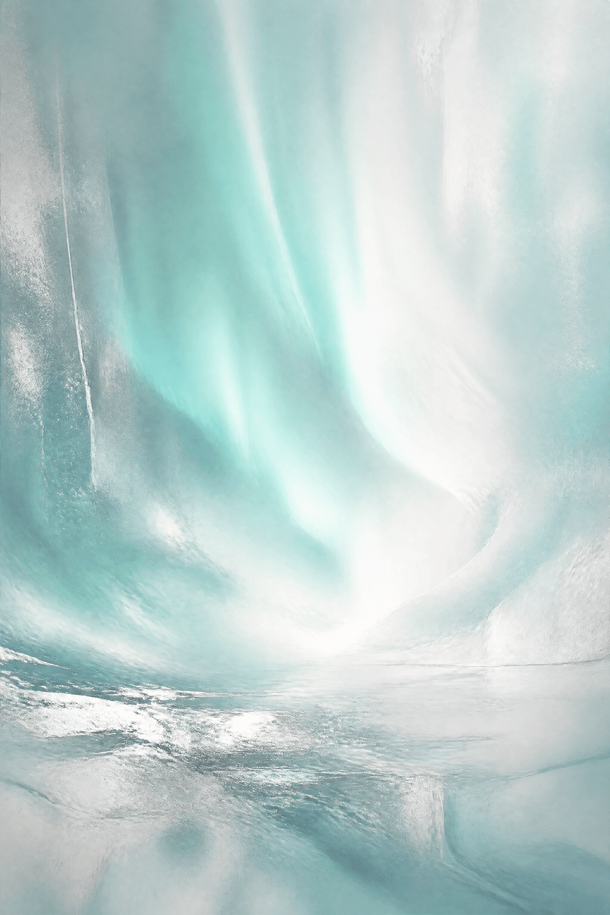 Affiche Lumière Arctique — abstraction turquoise et argent éthérée