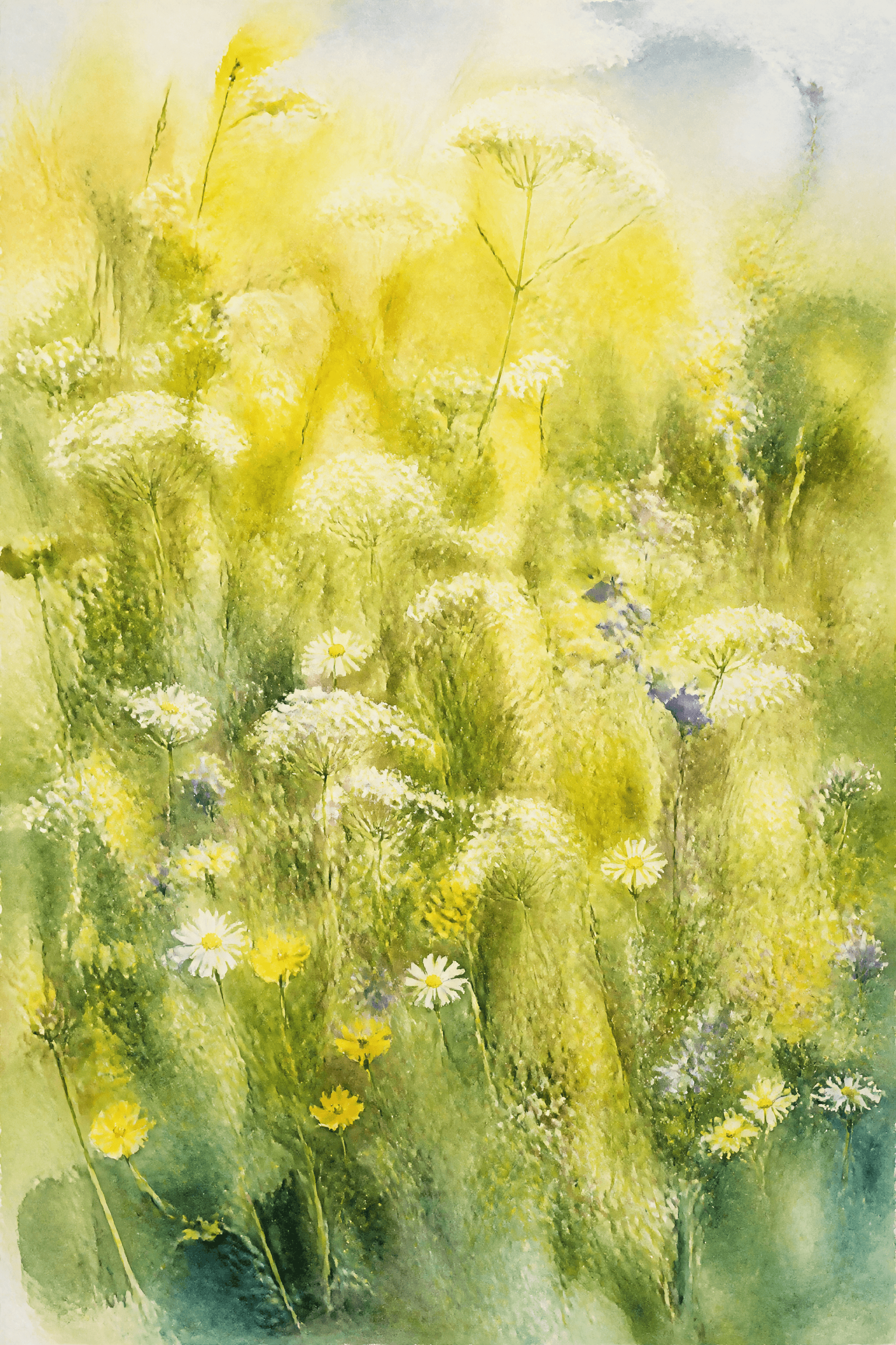 Affiche Prairie d'Été Suédoise — aquarelle impressionniste fleurs sauvages