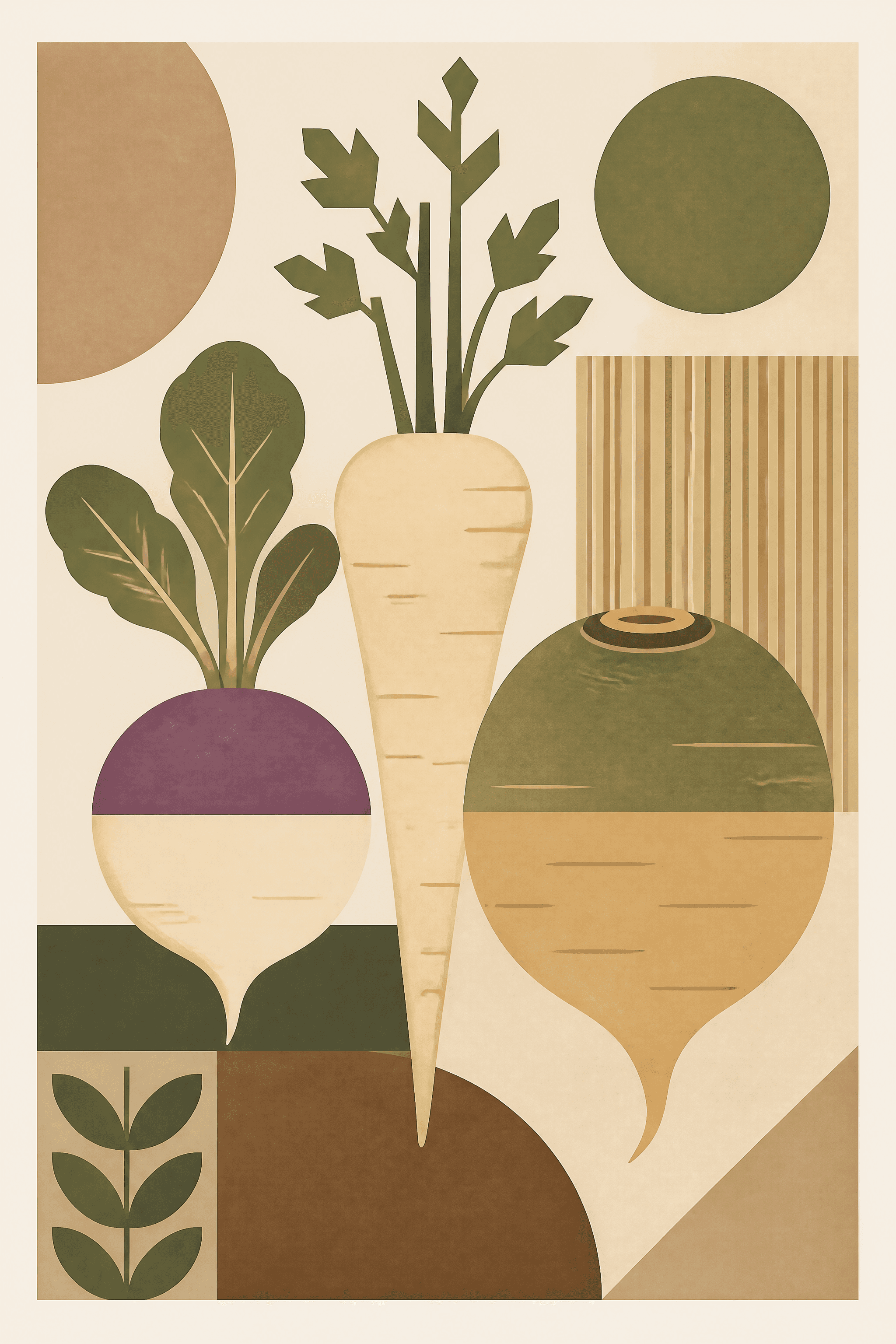 Affiche Légumes-Racines Nordiques — composition graphique flat art