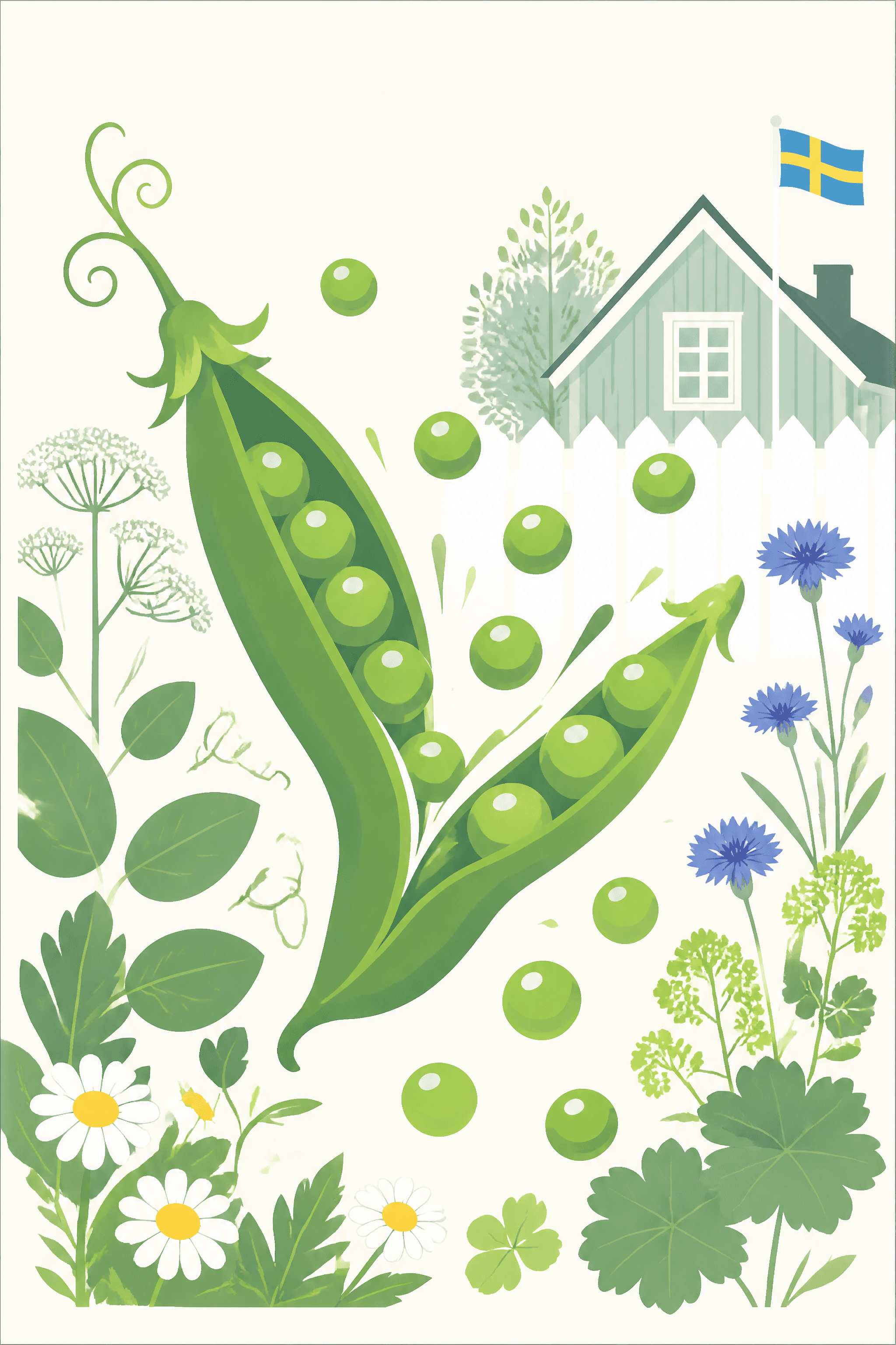 Affiche Petits Pois — cosse ouverte illustration graphique été