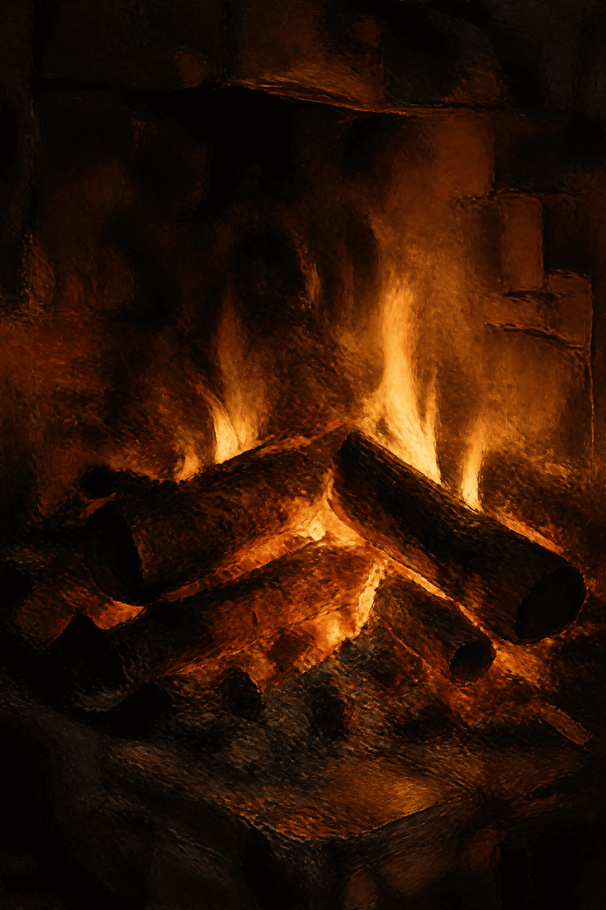 Affiche Cheminée — braises et flammes étude pittoresque